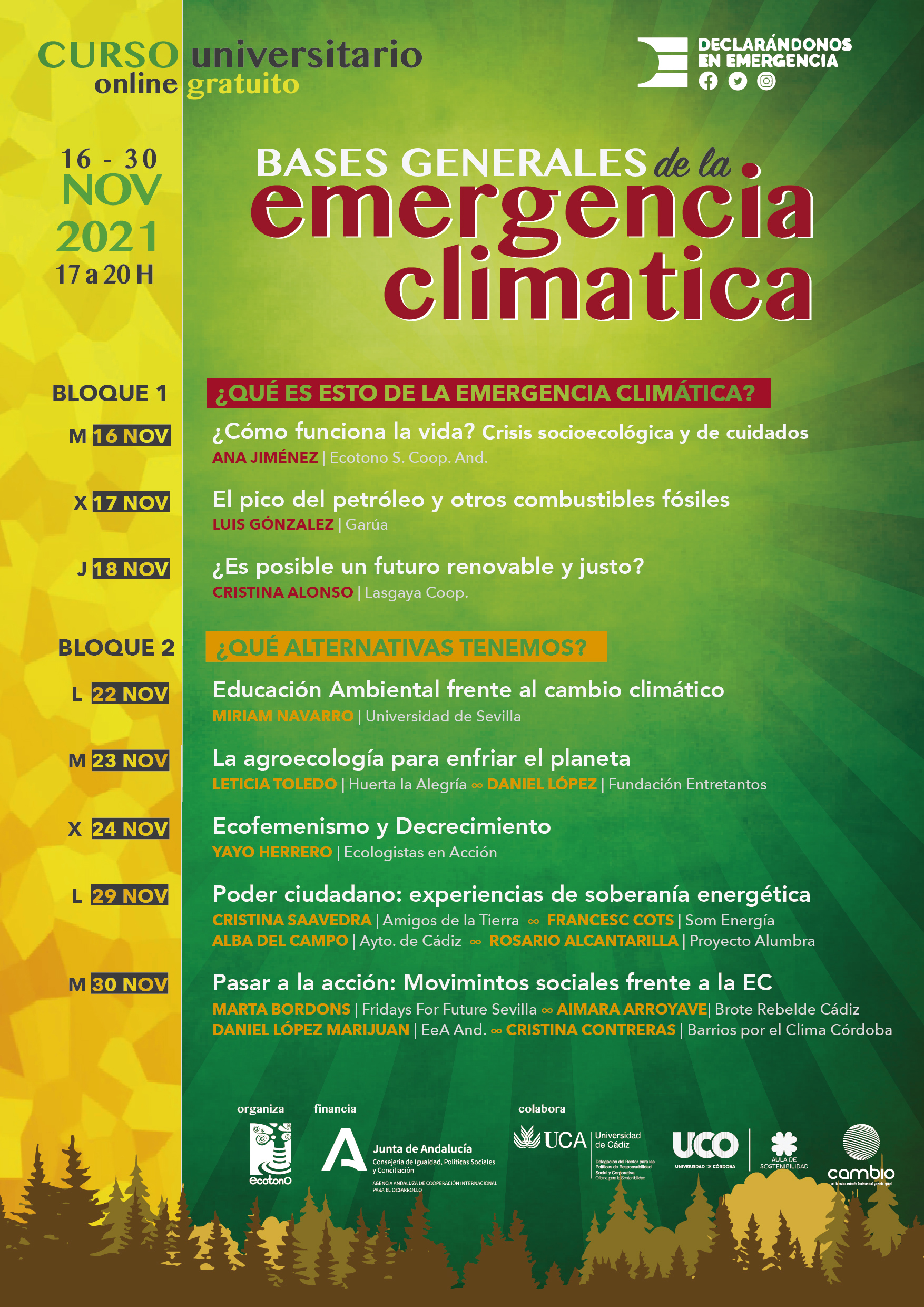 Ya están disponibles las charlas del curso Bases generales de la Emergencia Climática