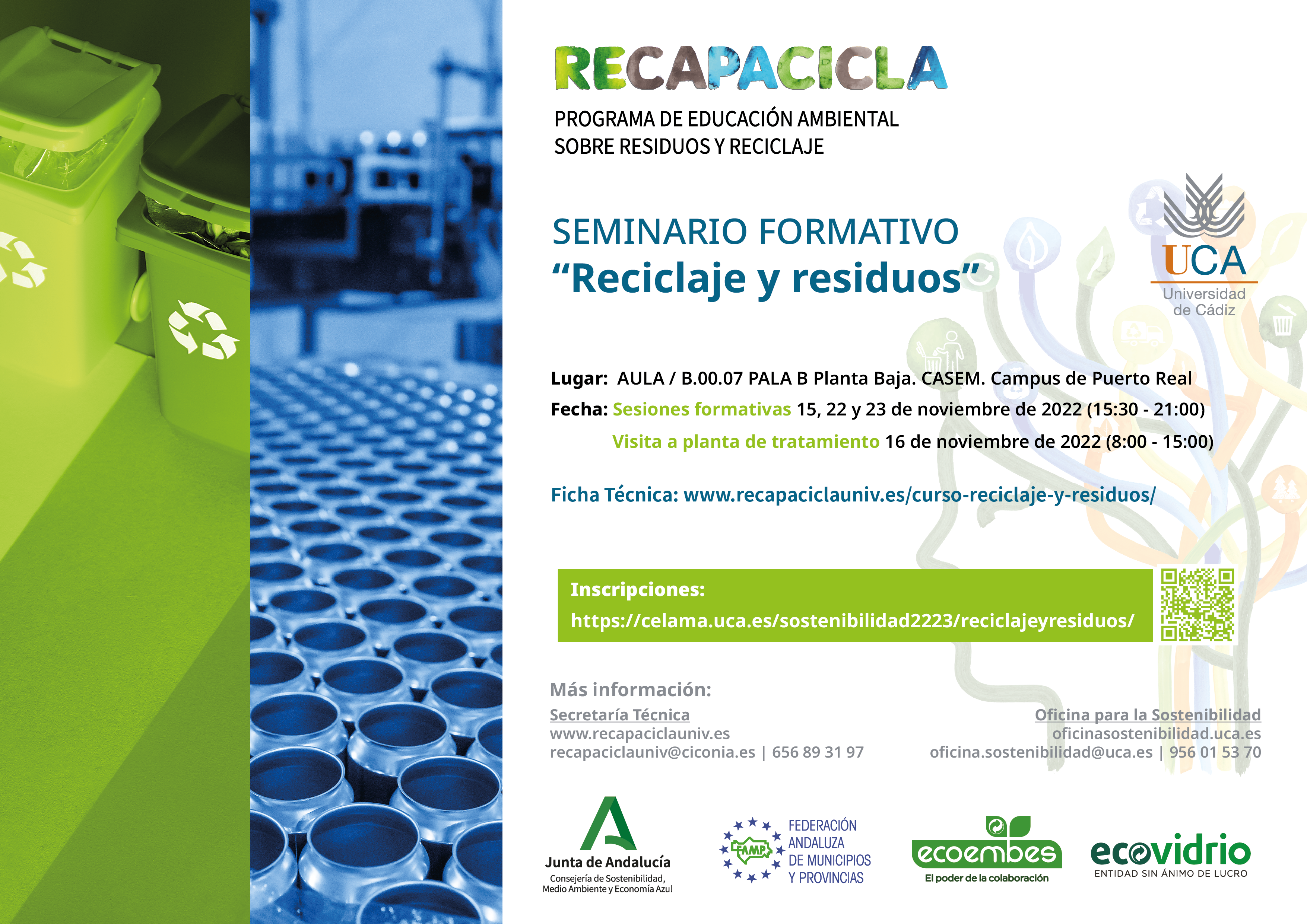 Se abre el periodo de inscripción para el Seminario formativo “Reciclaje y Residuos” del programa RECAPACICLA