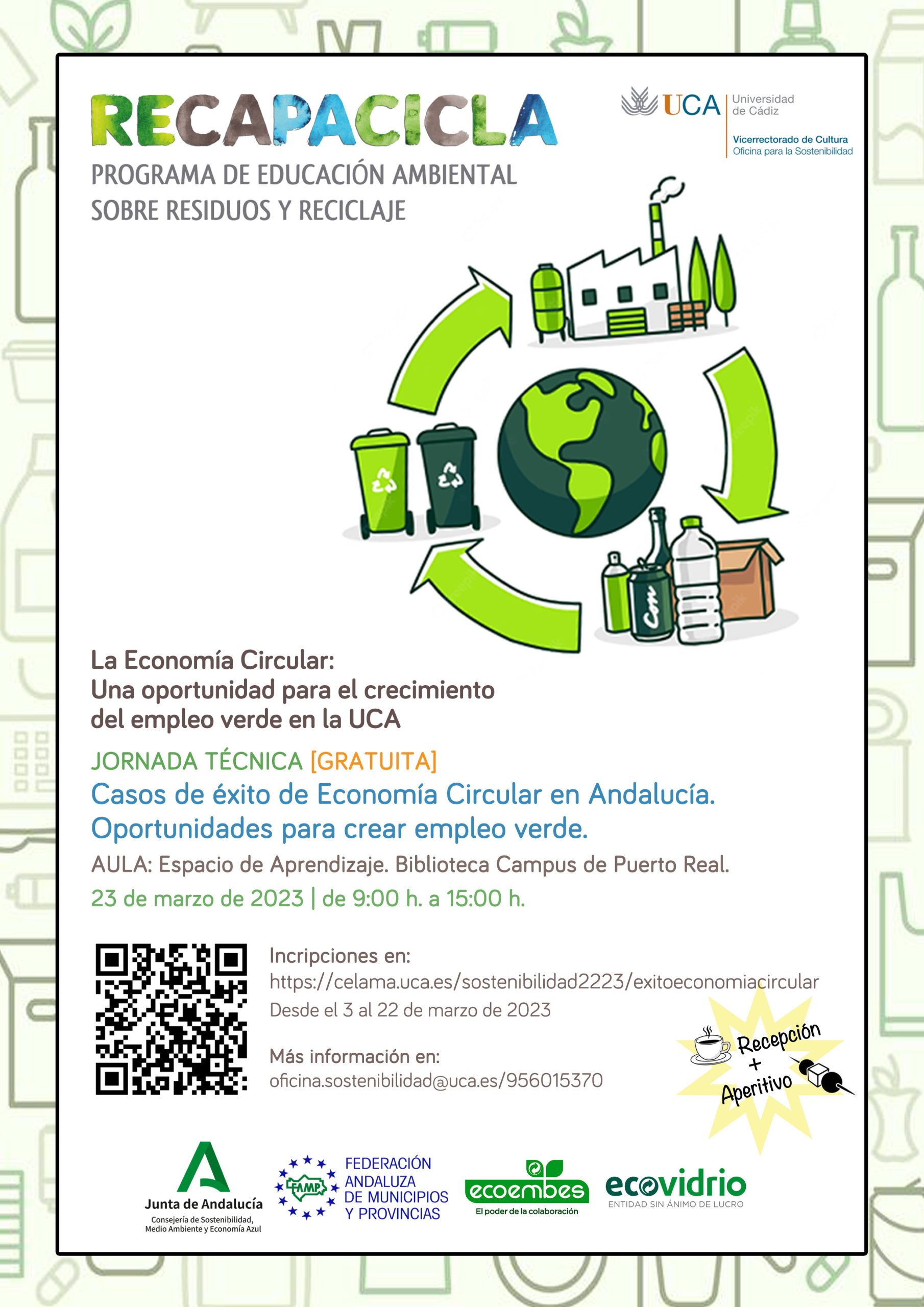 Abierto el plazo de inscripción para la Jornada Técnica “Casos de éxito de Economía Circular en Andalucía. Oportunidades para crear empleo verde”