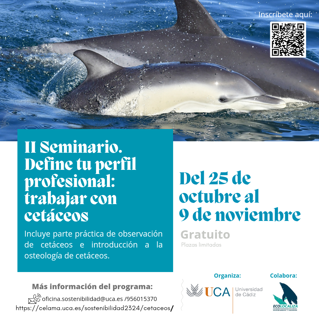 Se abre el periodo de inscripción para la II Edición del Seminario Formativo “Define tu perfil profesional: trabajar con cetáceos”