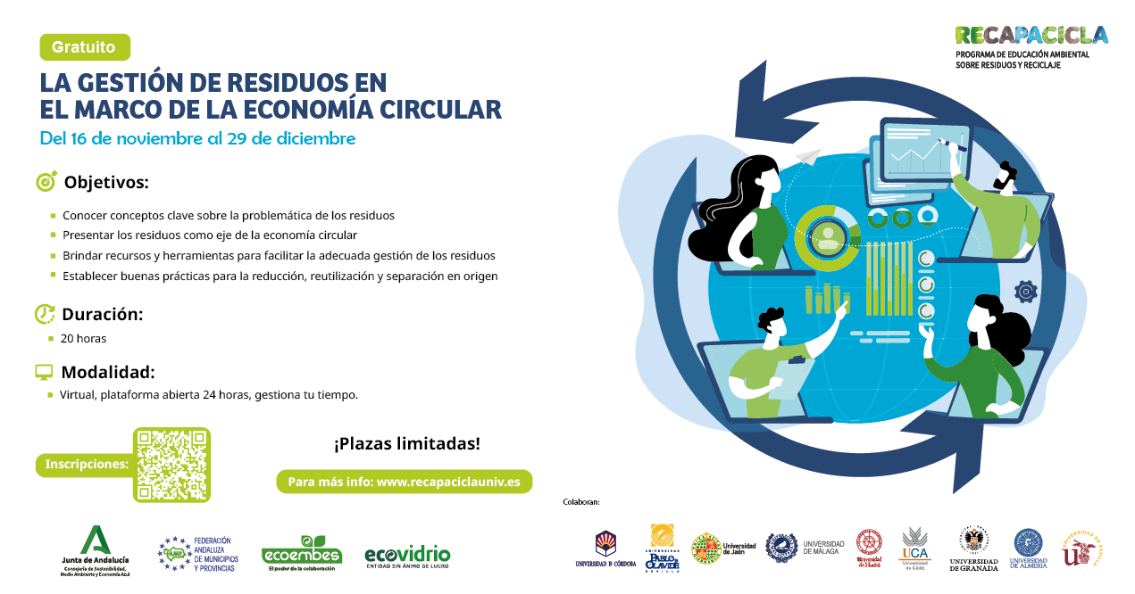 Ofertamos 50 plazas más para participar en el Seminario formativo Online “La gestión de residuos en el marco de la Economía Circular”