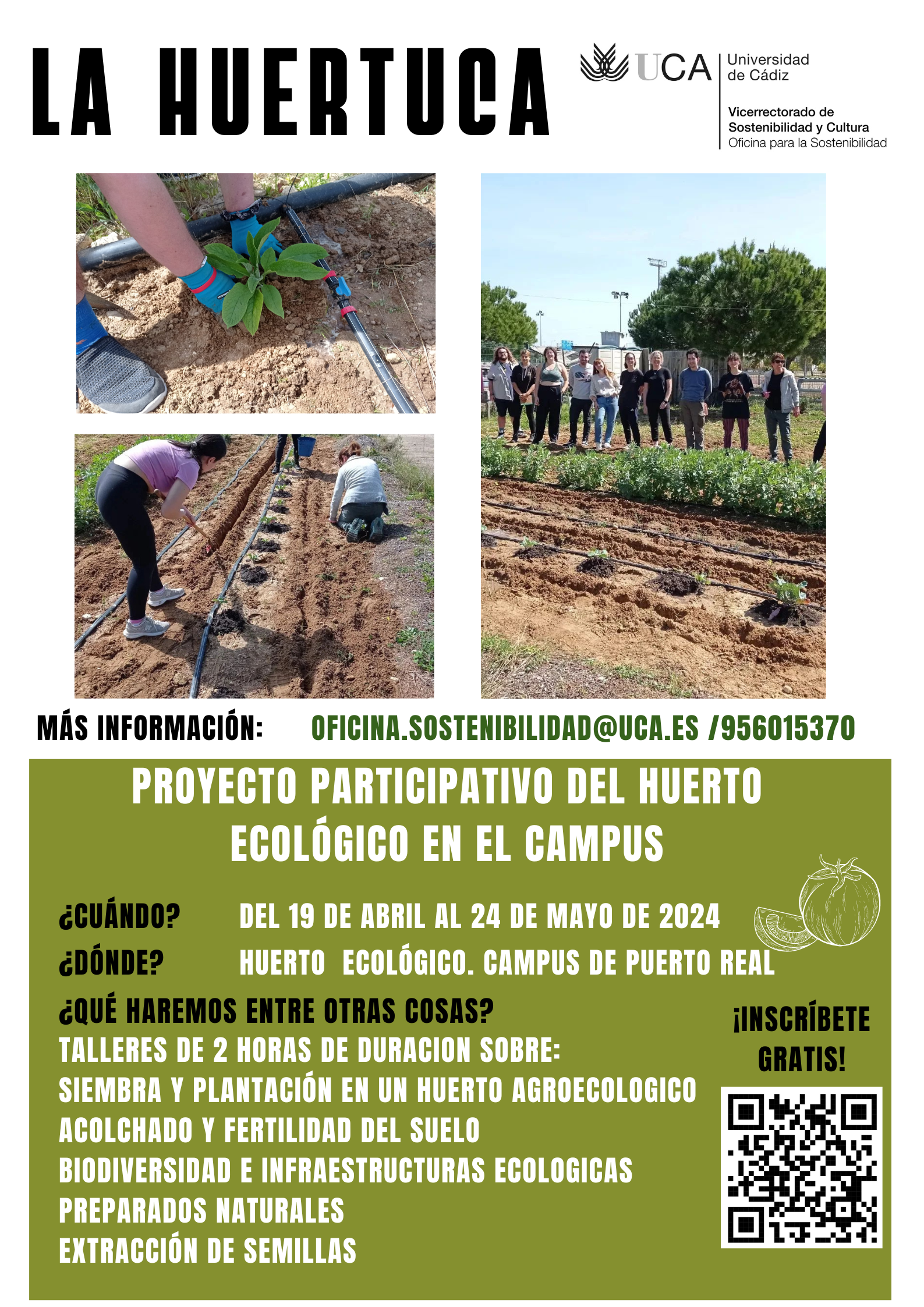 ¡Iniciamos una nueva edición del Proyecto Participativo en el Huerto Ecológico del campus de Puerto Real!
