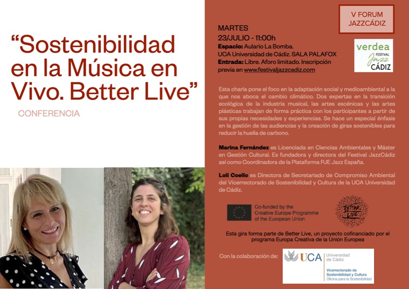 CONFERENCIA “Sostenibilidad en la Música en Vivo. Better Live” /Festival de Jazz Cádiz