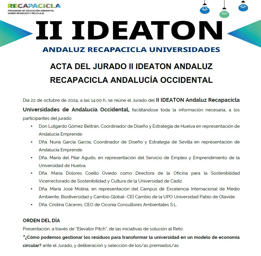 El proyecto TEC-UCA ganador de la Fase de las Universidades de Andalucía Occidental del 𝗜𝗜 𝗜𝗗𝗘𝗔𝗧𝗢𝗡 𝗔𝗡𝗗𝗔𝗟𝗨𝗭 Recapacicla