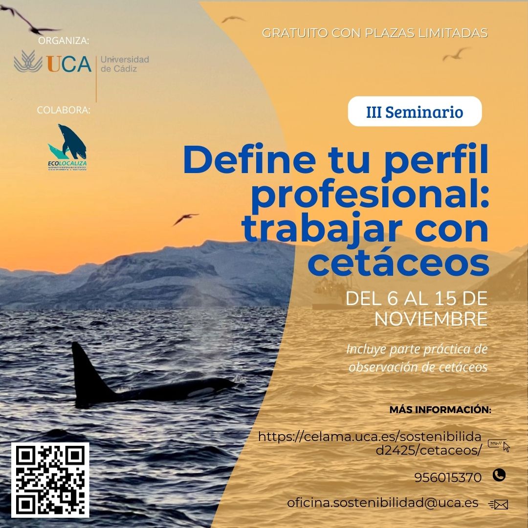 Se abre el periodo de inscripción para la III Edición del Seminario Formativo “Define tu perfil profesional: trabajar con cetáceos”