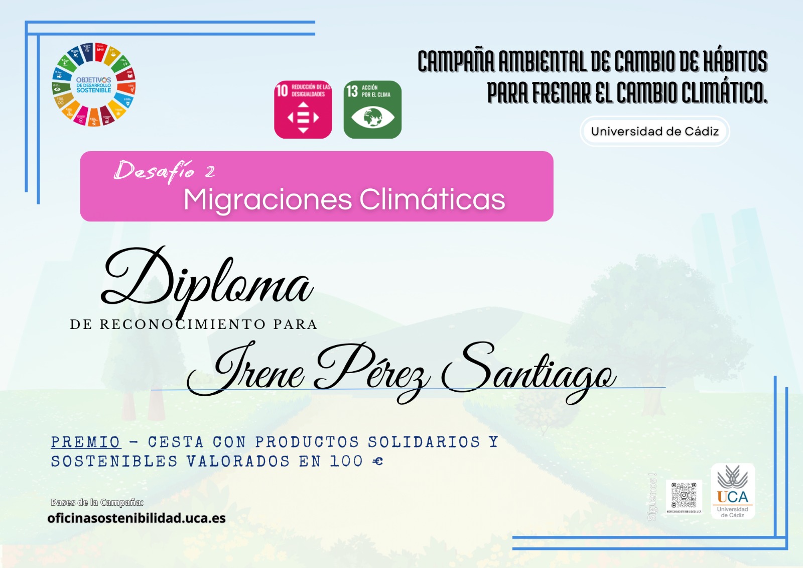 Hoy Día Mundial de la Acción frente al Calentamiento Terrestre proclamamos la ganadora del desafío sobre Emergencias Climática.