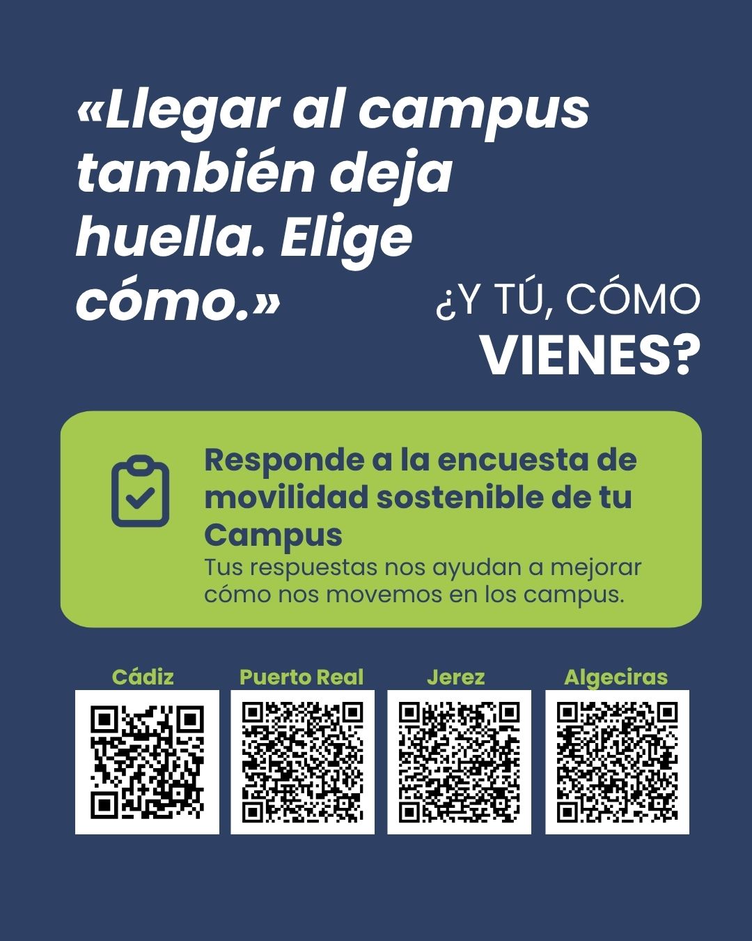 Participa en la Encuesta de Movilidad de tu Campus ¡Contribuye a la Sostenibilidad de la UCA!